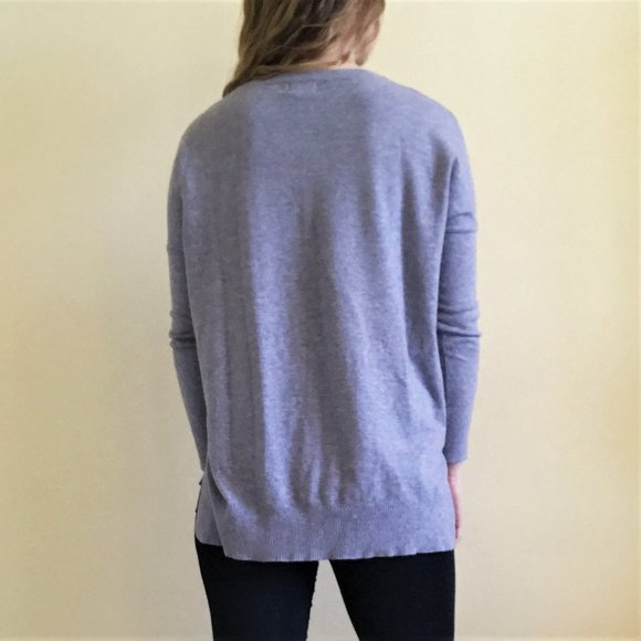 Periwinkle Baby Blue V-Neck Over-sized Sweaters - Picture 6 of 6